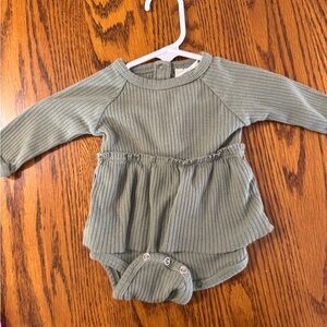 Green Ribbed Knit onesie twirl